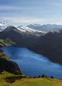 Vue sur Roselend et le Mont Blanc depuis la Roche Parstire