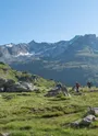 Groupe de traileurs sur Aussois avec la dent parrachée en arrière plan