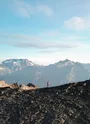 Traileur sur une crete au dessus de Valfréjus
