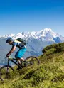 Descente en VTT face au Mont Blanc